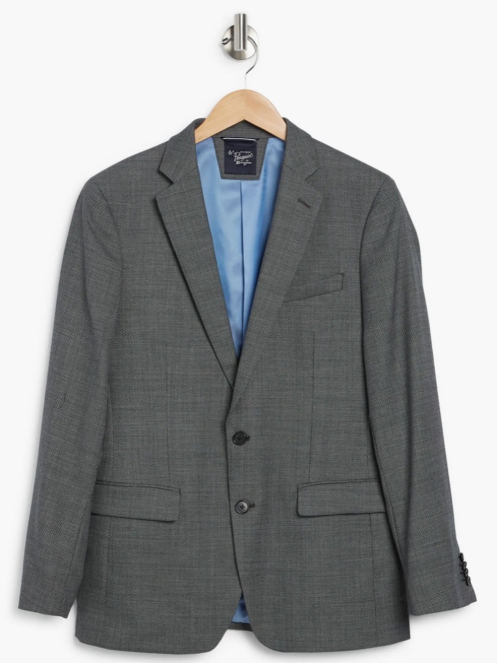 Original Penguin Charcoal Grey Birdseye Slim Fit Suit Jacket, 40R